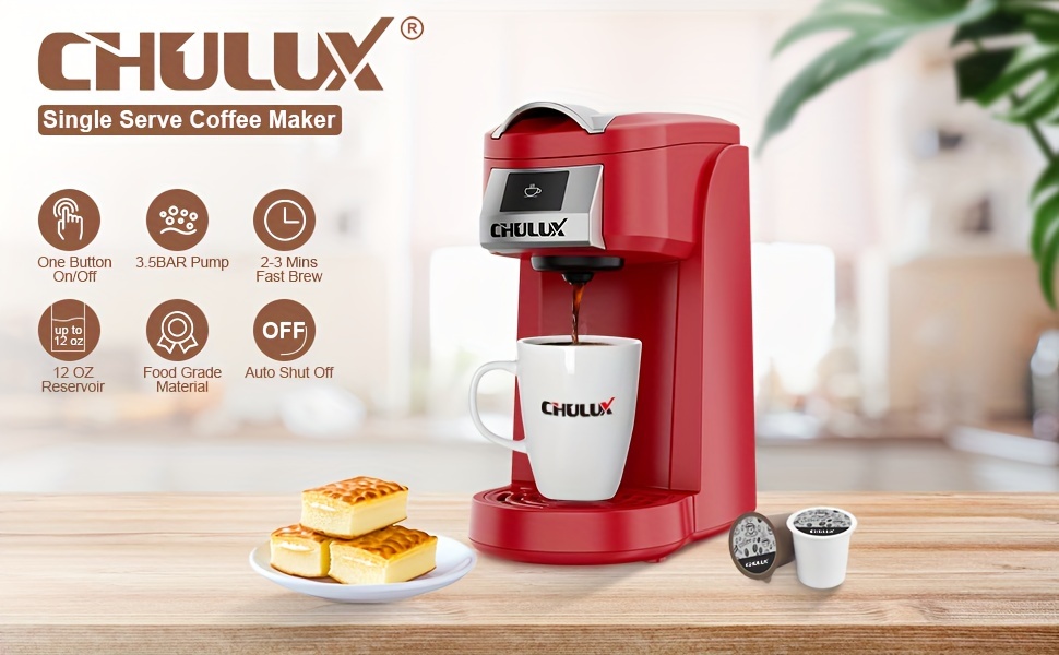 CHULUX Cafetera de una sola porción para cápsulas K-Cup y café molido, 2 en  1, máquina de café delgada de una taza con infusión de 5 a 12 onzas en