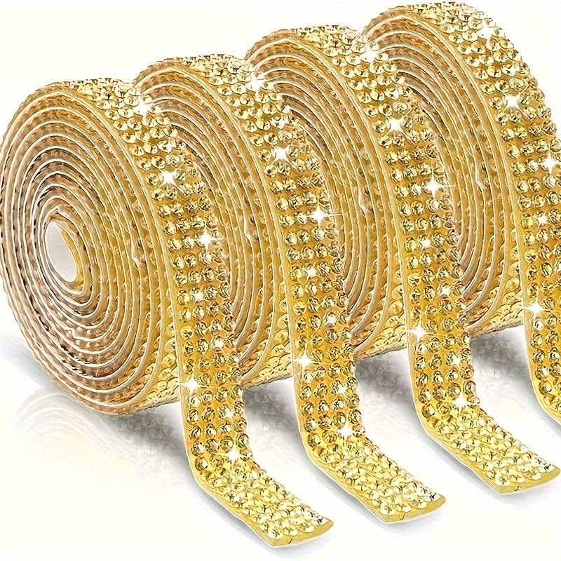 

Self-adhesive Crystal Rhinestone Ribbon, 1 Yard Golden Diamond Tape For Diy Crafts, Art Projects, Car Phone Decoration - 0.9cm Width