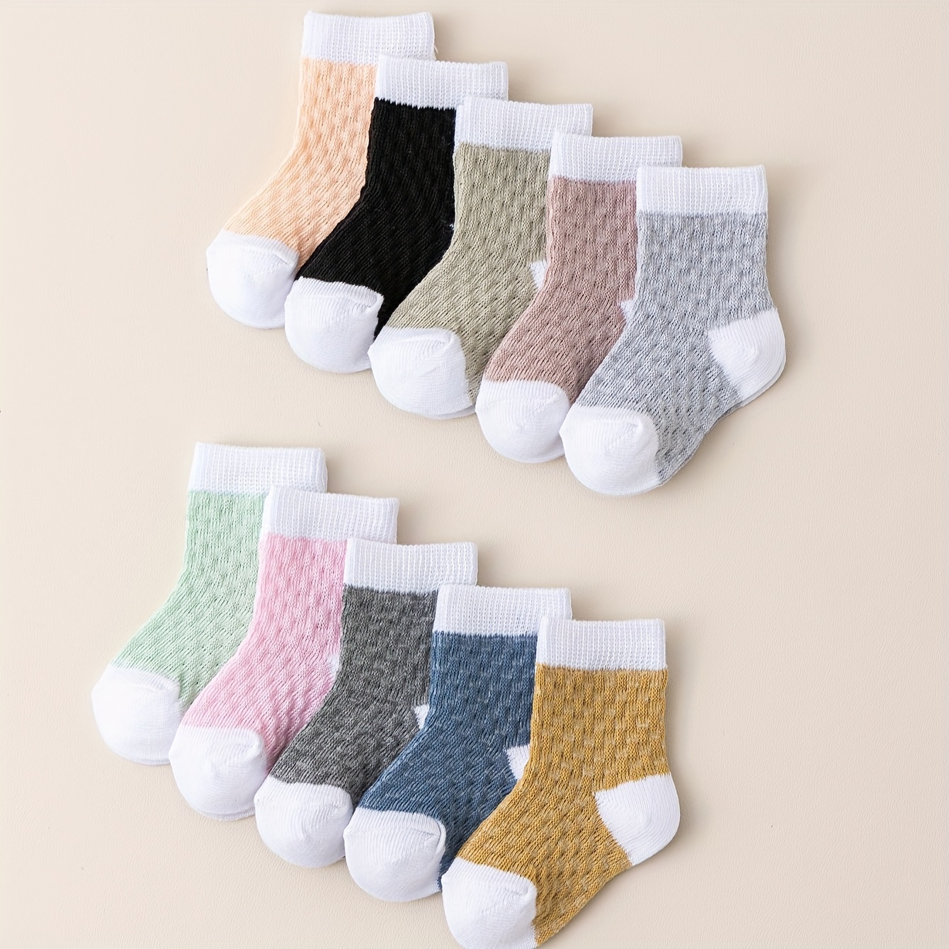 10-pair Set, Colors And Styles , Comfortable, Soft, Breathable, And Wrinkle-resistant Infant Socks