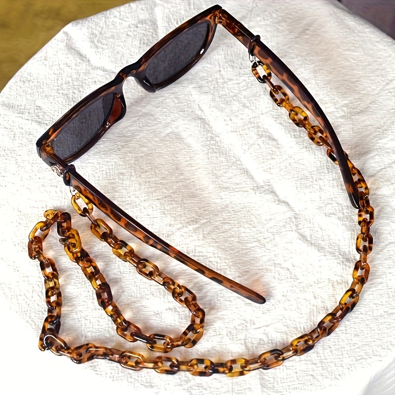 

Retro Acrylic Eyeglass Chain For Women - Tortoise Shell Pattern Non-slip Sunglass Holder, Fashionable Street Style Eyewear Accessory, 1 Piece