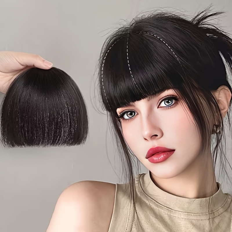 Women'S Clip-On Bangs Synthetic Hairpiece with Secure Clip, Natural  Look for Parties, Concerts, Everyday No Needed, Damage-Free