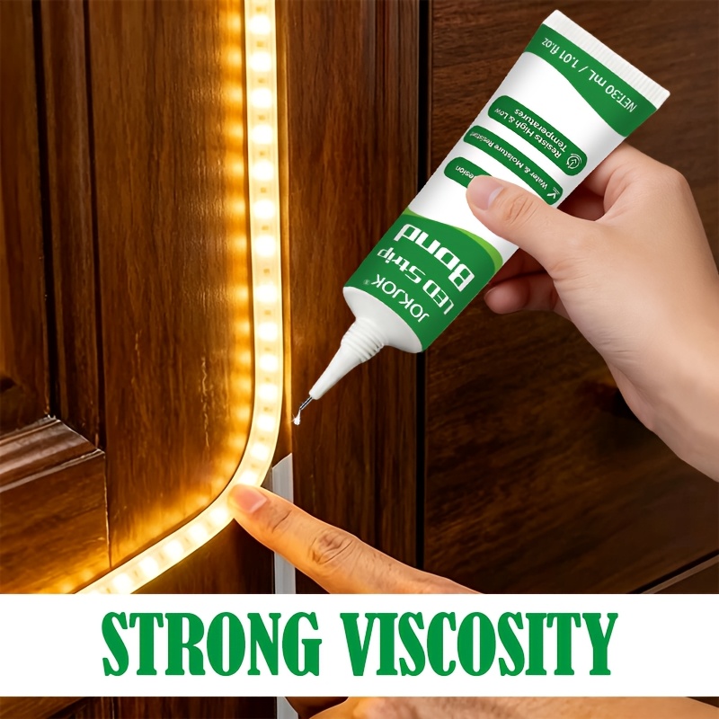 JOKJOK LED Strip Light Adhesive Glue, Strong Bonding Fixative for LED Light Strip Installation, Firm Adhesion on Wall, Wood, Plastic and Metal Surfaces, Waterproof High Viscosity, for Home Indoor and Outdoor Lamp Strip Fixing Use