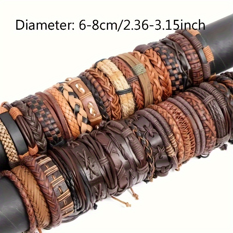 TEMU A Set Of Ten Or Men's And Women's Bracelets, Assorted. Christmas, Thanksgiving, New Year's Gift. Fashionable Vintage-style Black And Brown Alloy