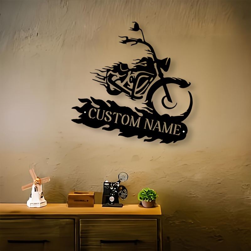 

Custom Motorcycle Metal Wall Art - Personalized Name Sign For Garage Decor, Reusable & Detachable, 14"/18" - Ideal For Home & Outdoor Spaces Motorcycle Decor