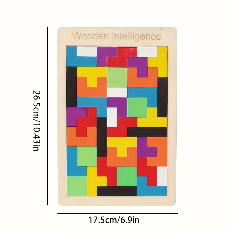Image of Wooden Blocks Puzzle | Brain Teasers Toy Tangram Jigsaw Intelligence Colorful 3d Blocks Game, Ideal For Easter, Thanksgiving, Christmas, Halloween Gifts