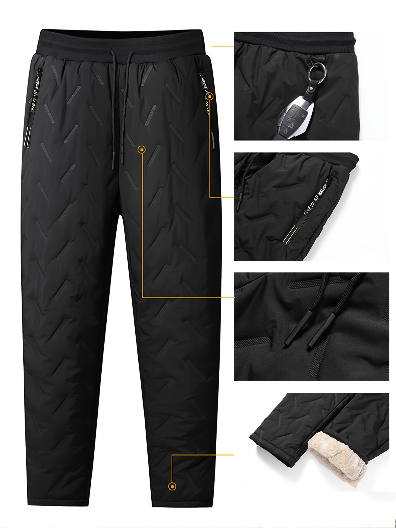 Erkek polar astarlı düz renk dokulu pantolon, bağcıklı, sonbahar ve kış için hediye olarak rahat kalınlaştırılmış pantolonlar