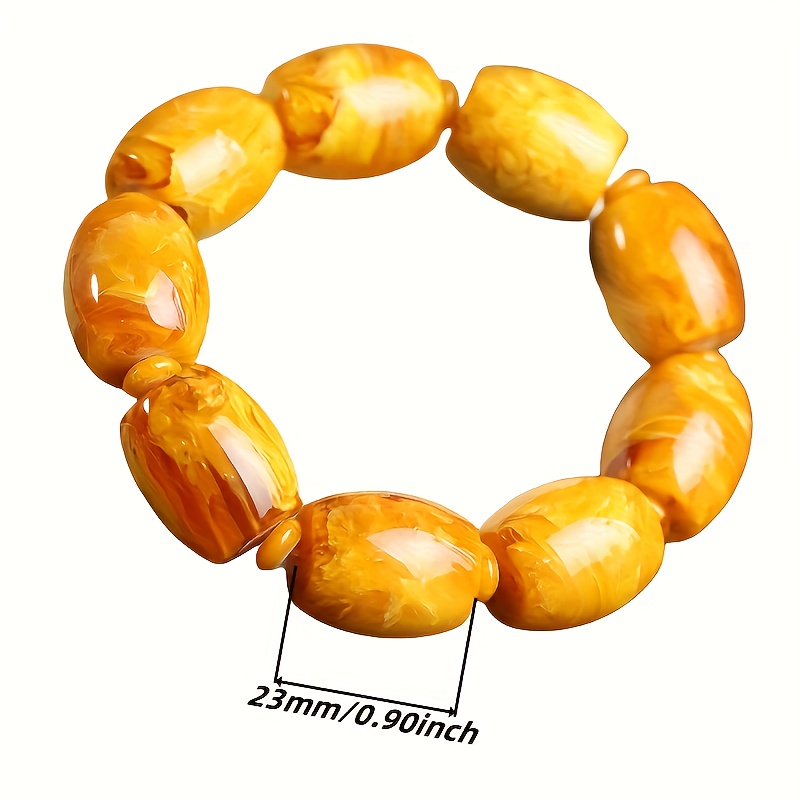 Vintage Resin Bead Bracelet for Men & Women, Intricate Design