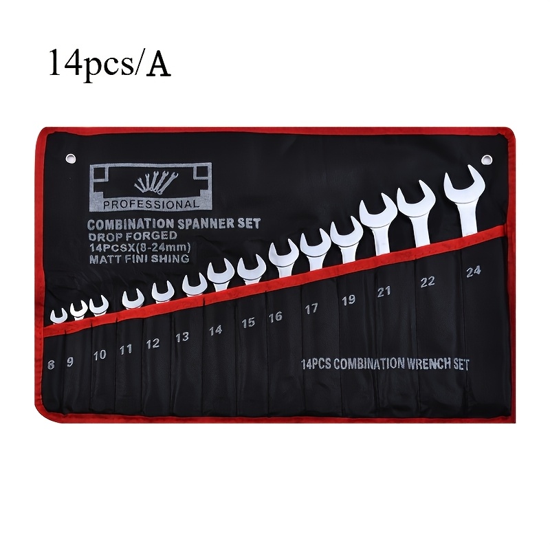E-shop 14-teiliges Doppel-Schlüssel-Set, Doppelkopf-Schlüssel mit Griff, Offenschlüssel, Blumenkohl-Schlüssel, Doppel-Offenschlüssel,