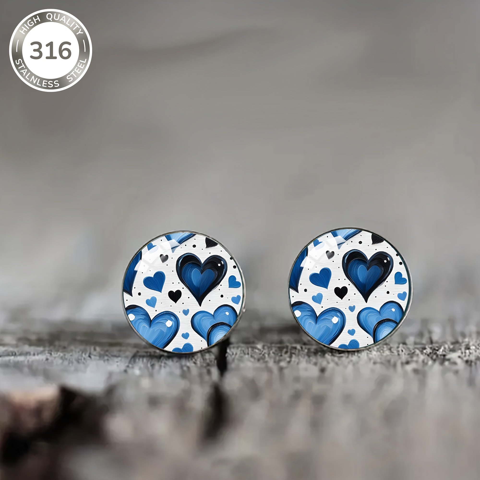 E-shop 1 Paar Türkis Herz 316 Edelstahl Ohrstecker, Elegante und stilvolle klassische Herren- und Damen Valentinstags-Verkleidung Schmuck Ohrringe