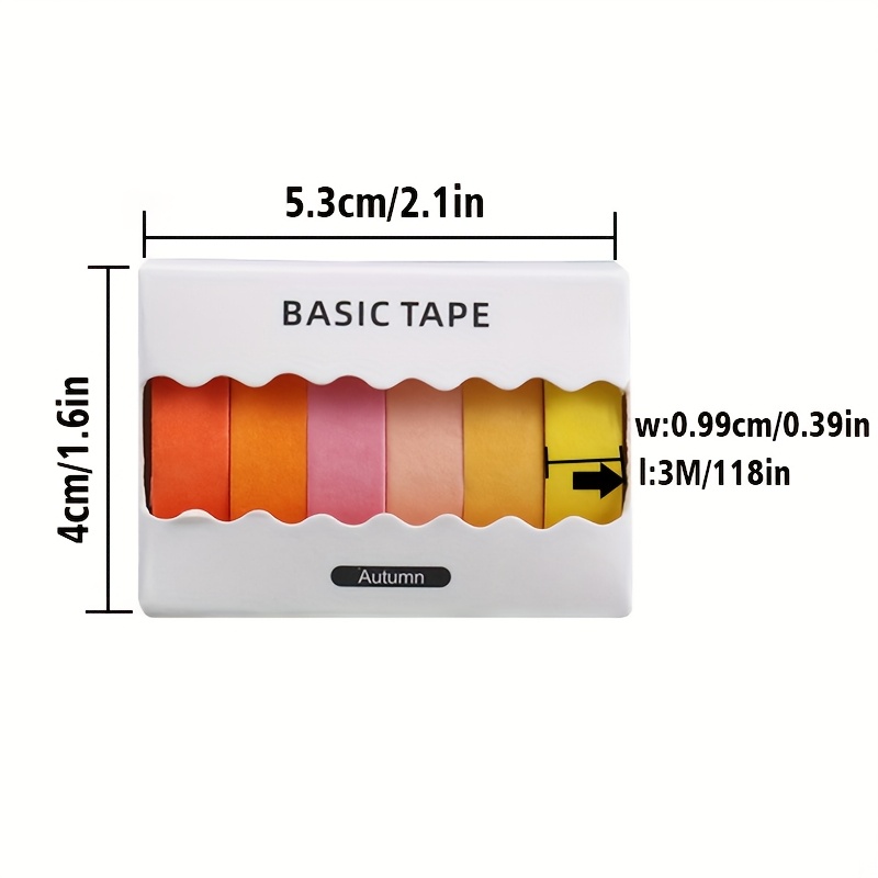 6pcs 2.1in* 1.6in Colors Hand Tape Set, Masking Tape, Self-adhesive Decorative Tape, Wrapping Craft Party Decoration, Gift Box Labels, And Card Making