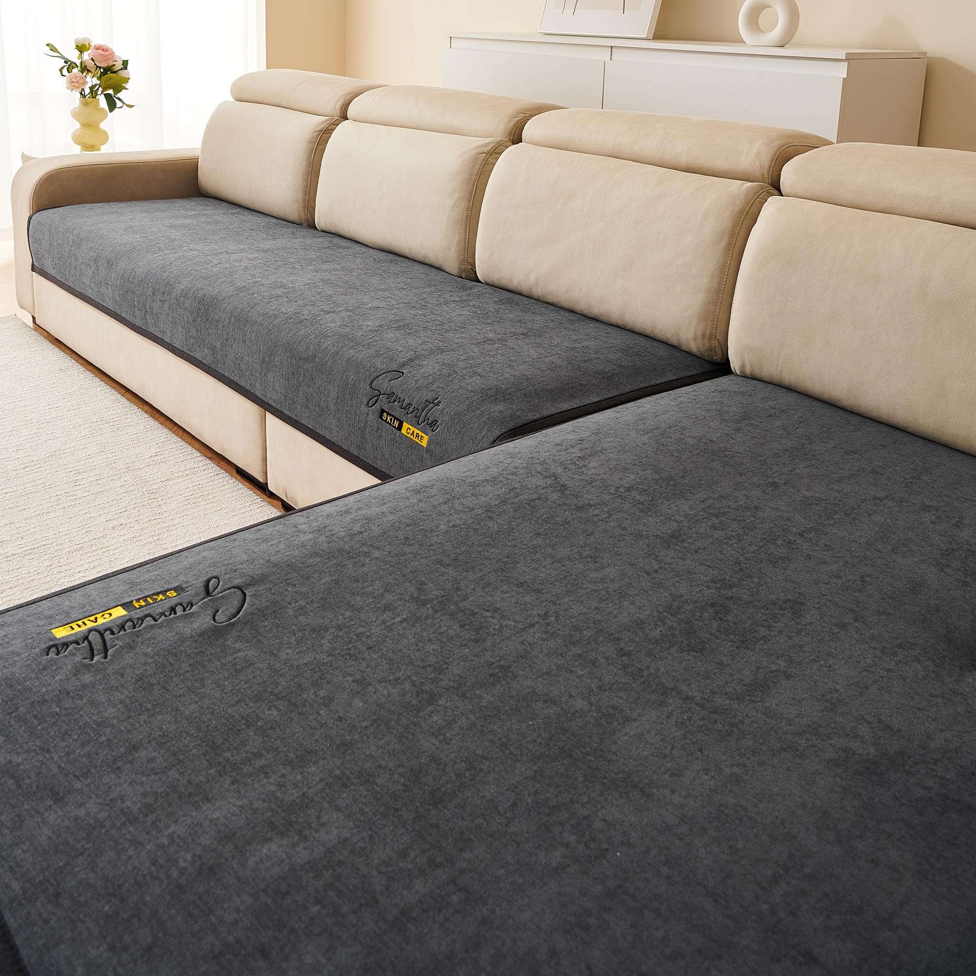 TEMU 2pcs Simple And High-grade Chenille Sofa Cover - Universal Furniture Protection Cover For , Pet-friendly Sofa Cover, Anti-slip Protection Cover