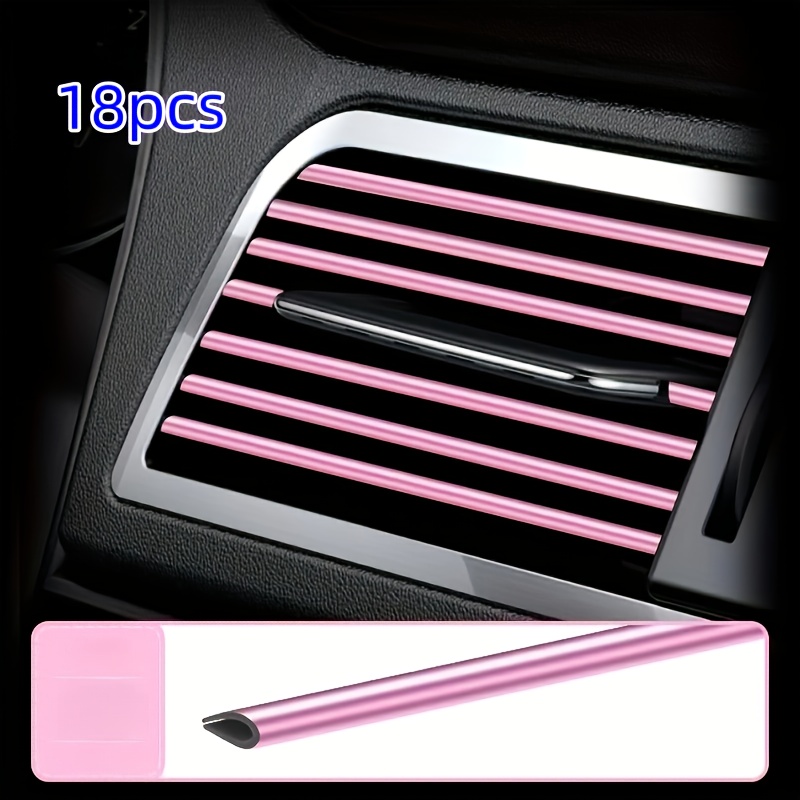 TEMU 18pcs Car Interior Decoration Strips | Includes 7.7-inch U-shaped Air Conditioning Vent Covers, Door Strips, Made Of Pvc, Ideal Holiday Gifts