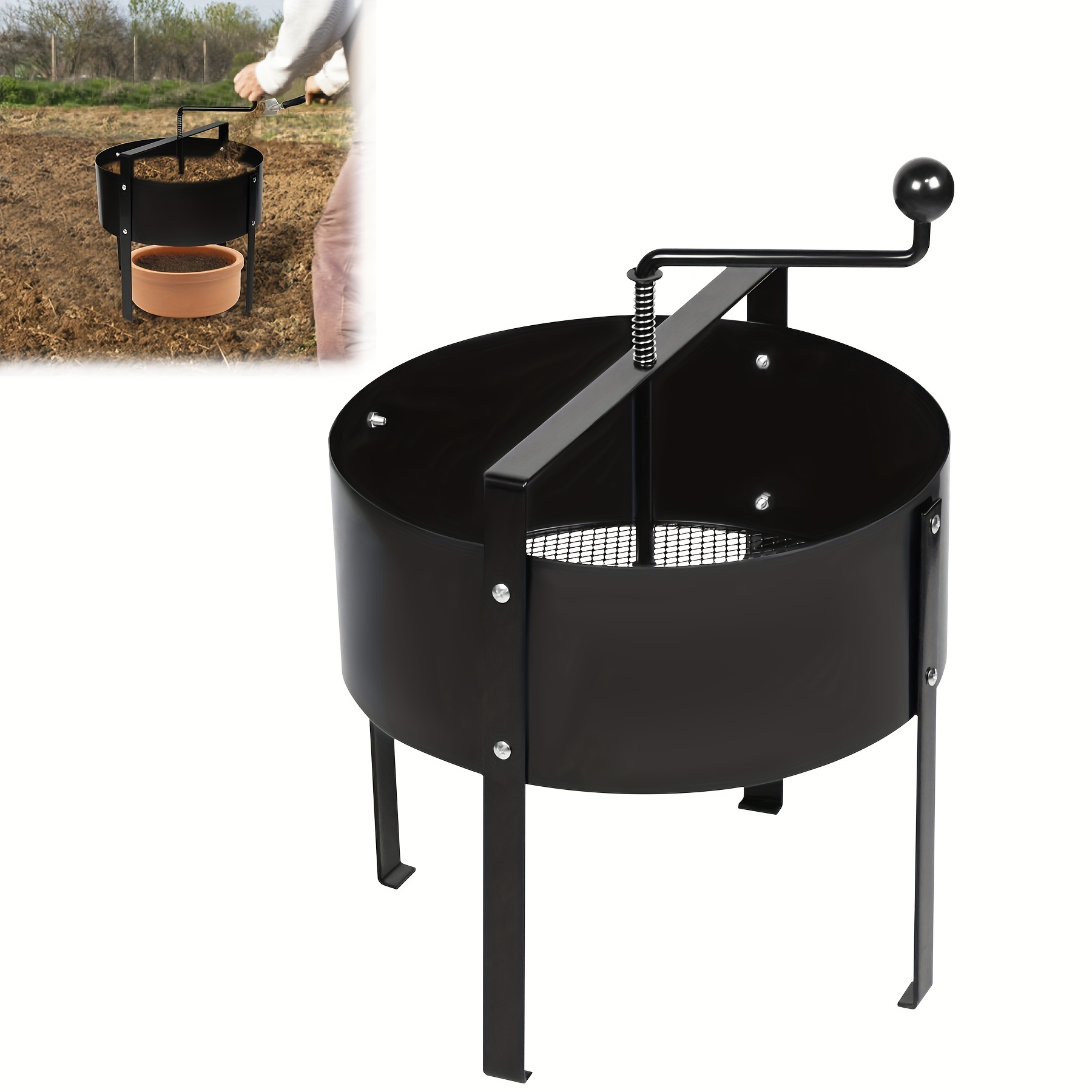 

Compost Sieve Made Of Steel Garden Sieve Rotating Strainer For Soil Portable Rolling Sieve With Rotating Spindle Manual Sand Sieve For Garden Soil Stones Compost Sand Fertiliser