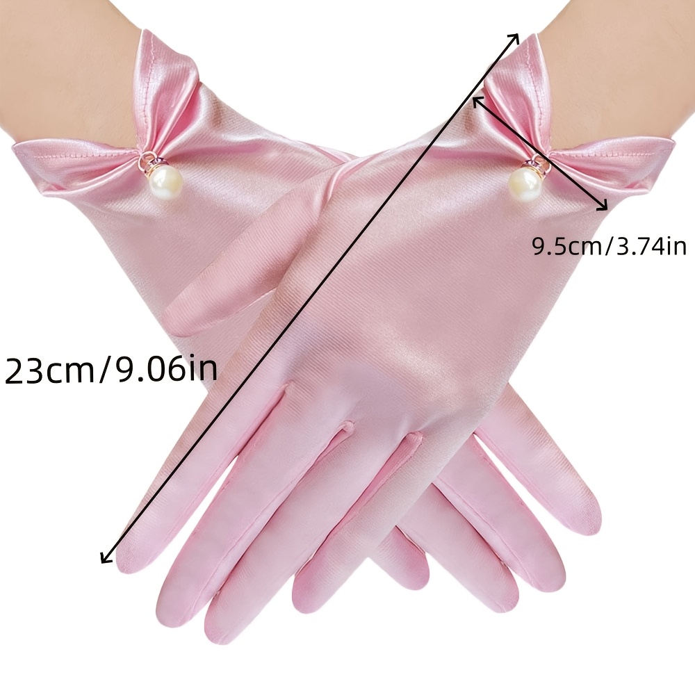 Women's Satin Short Opera Gloves, Elegant 1920s Style with Trim