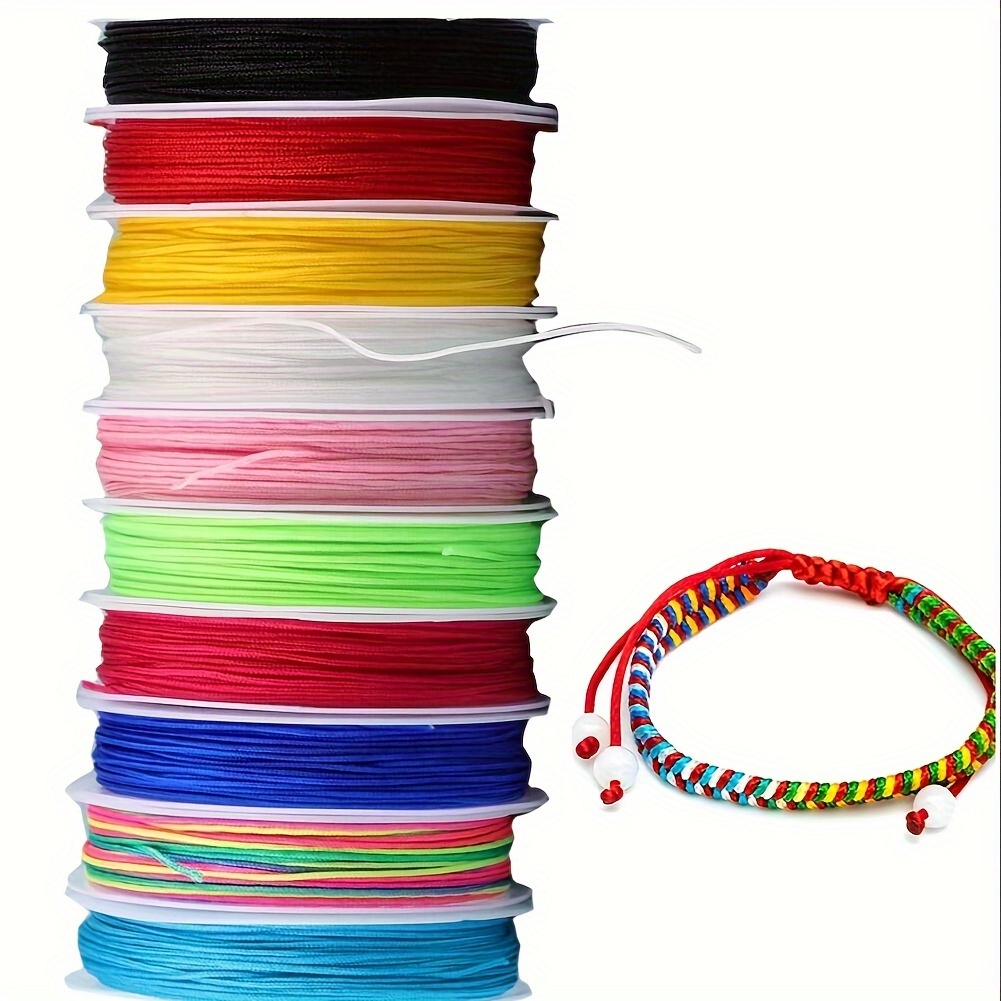 

10pcs/set 10 Colors Nylon Thread Chinese Knotting Cord Mixed Color Random Diy Solid Thread For Making Braid Bracelet And Necklace