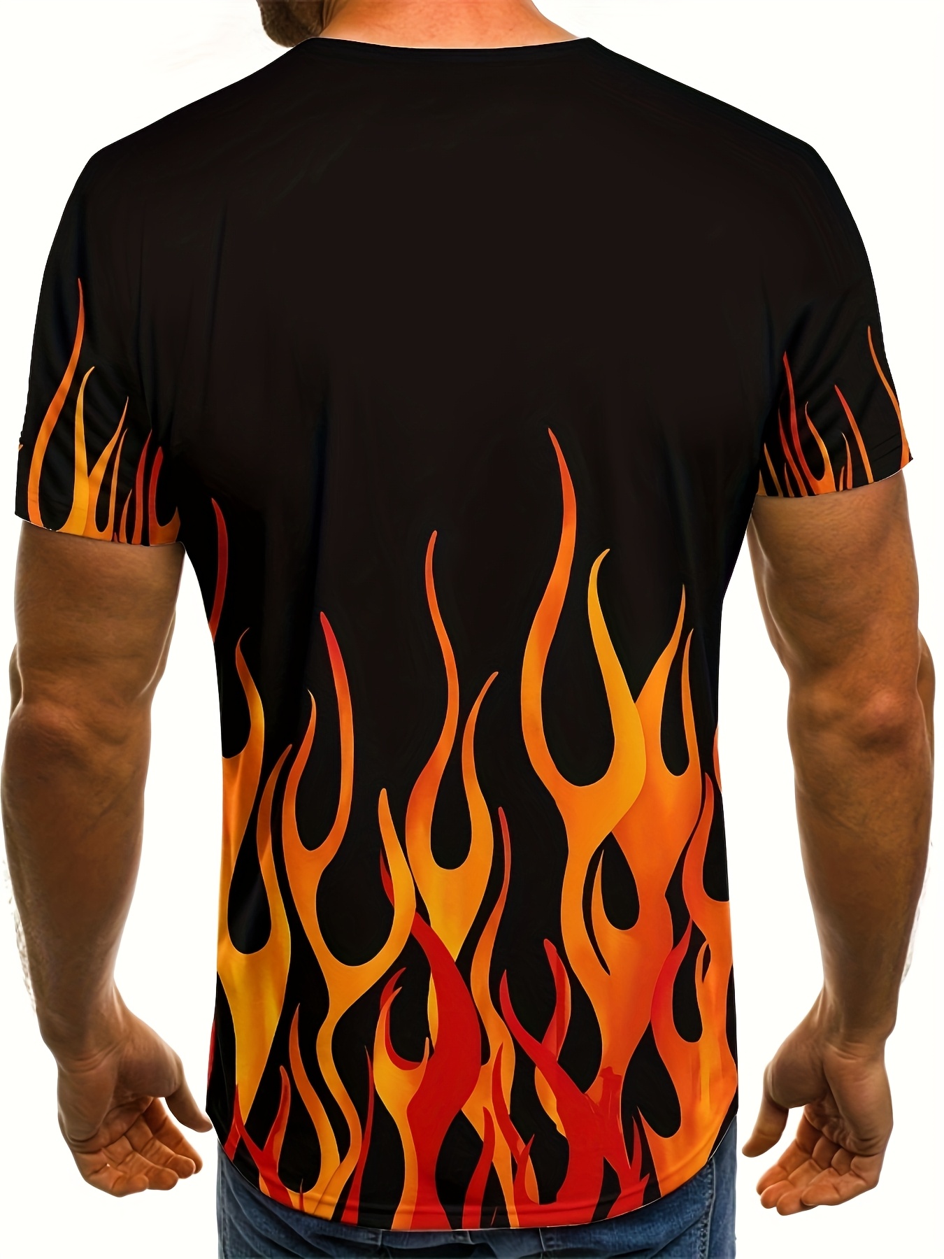 mens summer two piece set flame print short sleeve t shirt - Temu