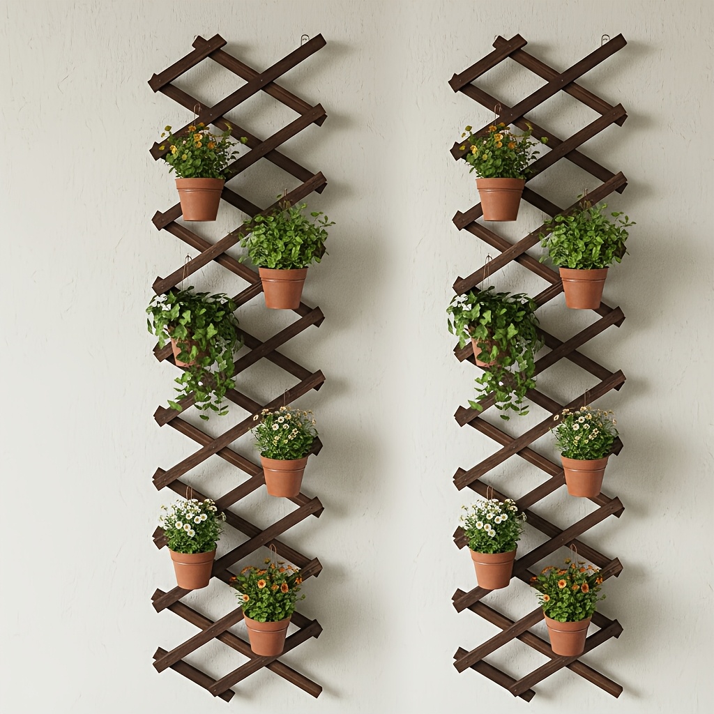 Image of 2pcs Decorative Wood Stand, Flower Pot Basket Stand, Garden Fence, Suitable For Garden Decoration, Home Decoration, Garden Fence, Plant Climbing Rack, Etc