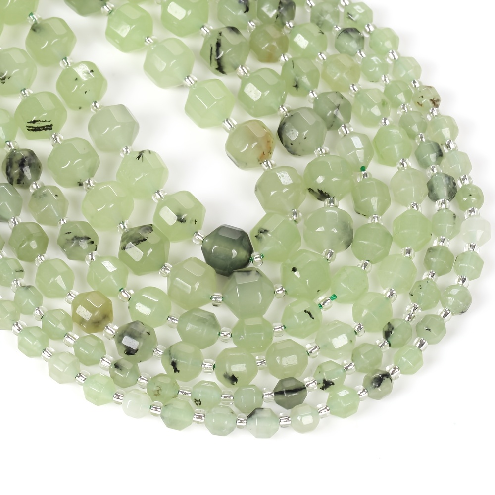 

Lomuine Natural Prehnite Beads, 6mm-8mm, Loose Gemstone Spacer Beads, 15" Strand, For Jewelry Making, Diy Necklace Bracelet Crafting