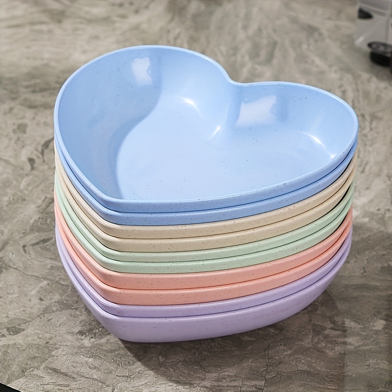 TEMU 10pcs, Romantic Heart-shaped Plate, Thickened Durable Reusable Small Plate, Suitable For Cake, Doughnut, Potato Chips, Potato Chips, Small Bread