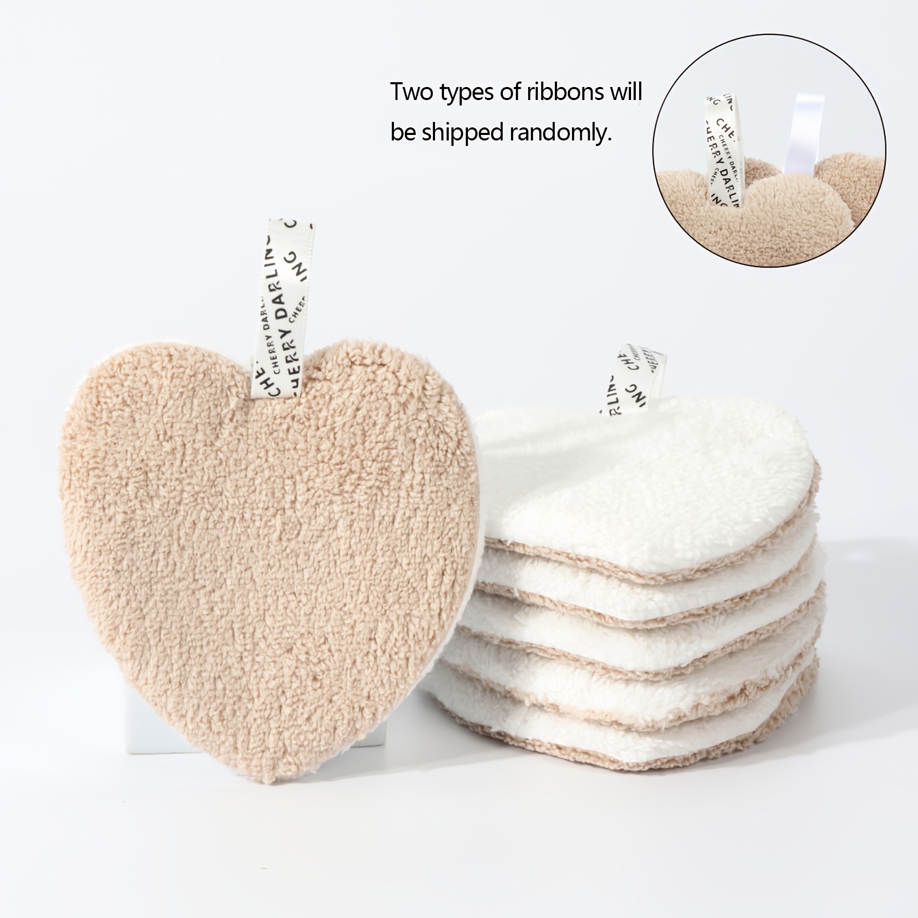 E-shop 6 Stück Gesichtswasch-Make-up-Pads, wiederverwendbare Make-up-Pads, doppelseitige waschbare Make-up-Tücher, herzförmiges Design, Gesichts- und