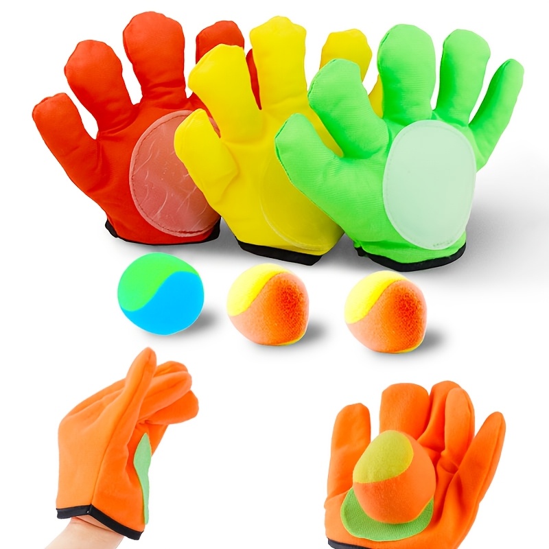 

4pcs Ball Gloves Set With 2 Soft Balls - Sports Game For Family , Interactive Throw & Catch Toy Kit