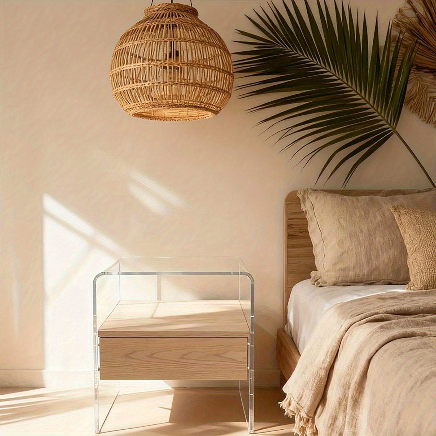 Clear Acrylic Nightstand with Drawer -Transparent Pre-Assembled Bedside Table, Durable Thick Acrylic End Table for Bedroom, Living Room, Dorm & Small Spaces, Modern Minimalist Accent Furniture, Contemporary Decor, Sleek Design, Apartment Dwellers