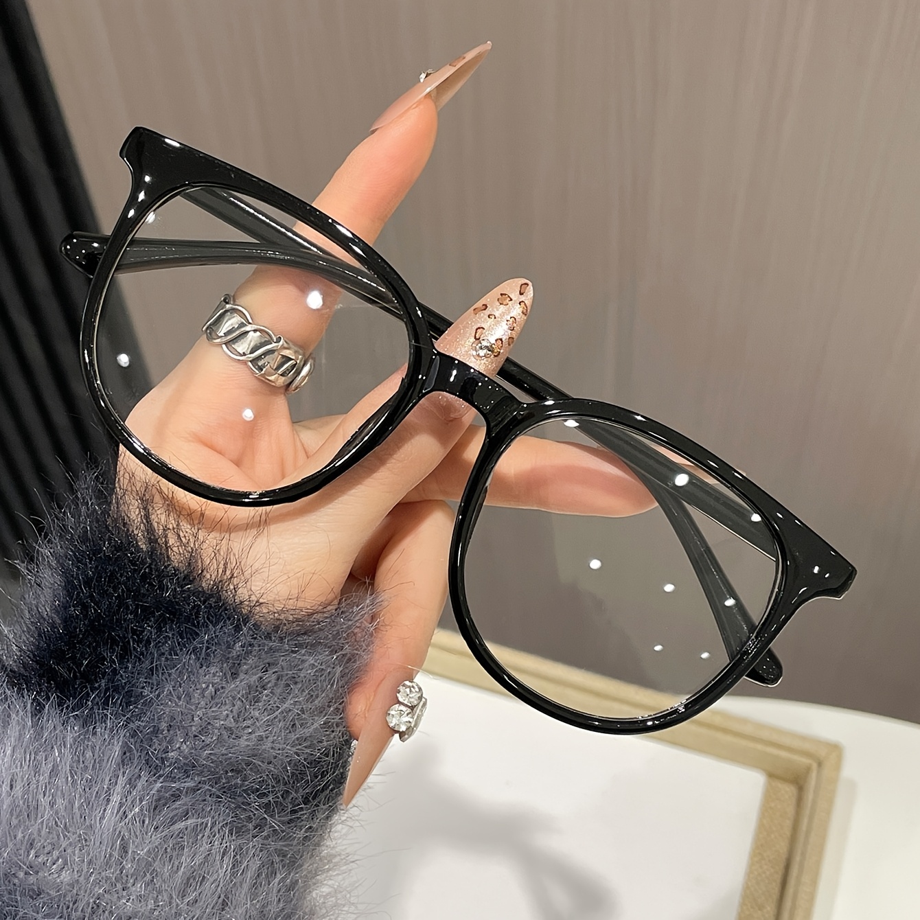 oval clear lens glasses sleek in gray Temu Colombia