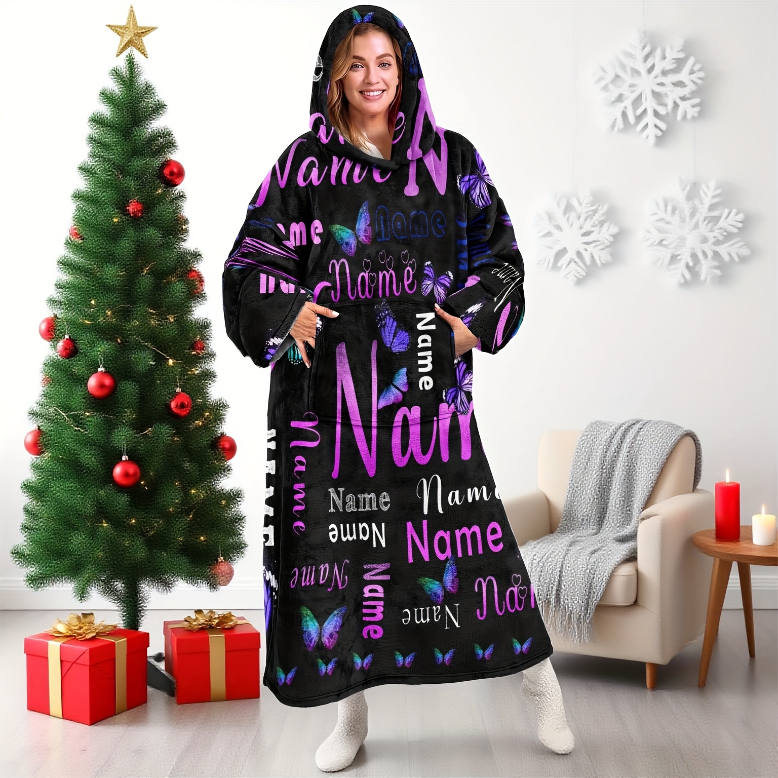 TEMU A Custom-made Purple Dress For Women, Featuring A Comfortable Long Design With Pockets, Breathable And Skin-friendly Casual Wear, A Loose Hooded