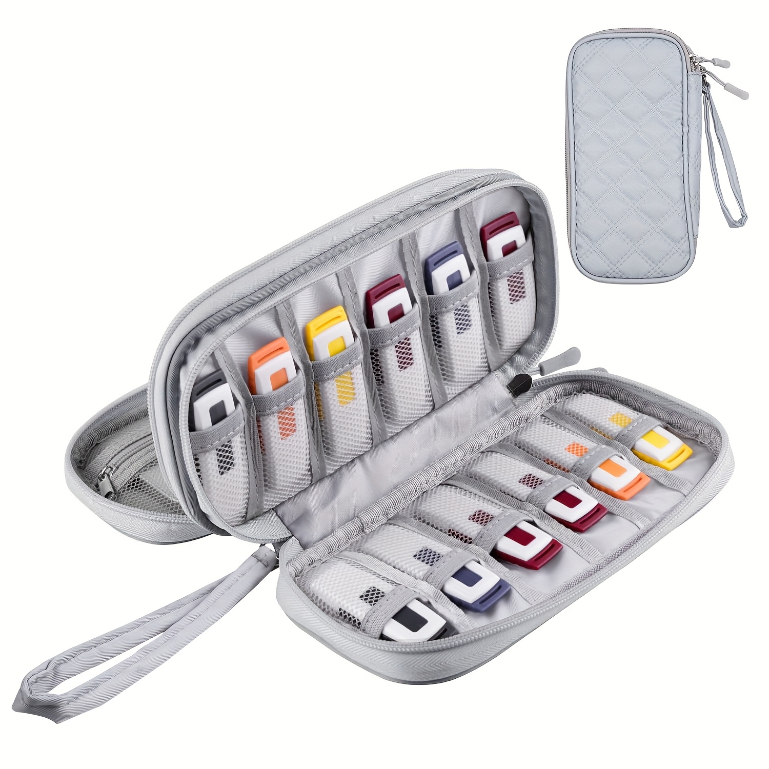 TEMU 18-slot Usb Flash Drive Organizer Box - Portable Storage Bag, Suitable For Sd Cards, Flash Drives And Sd Cards, Durable Polyester Material With