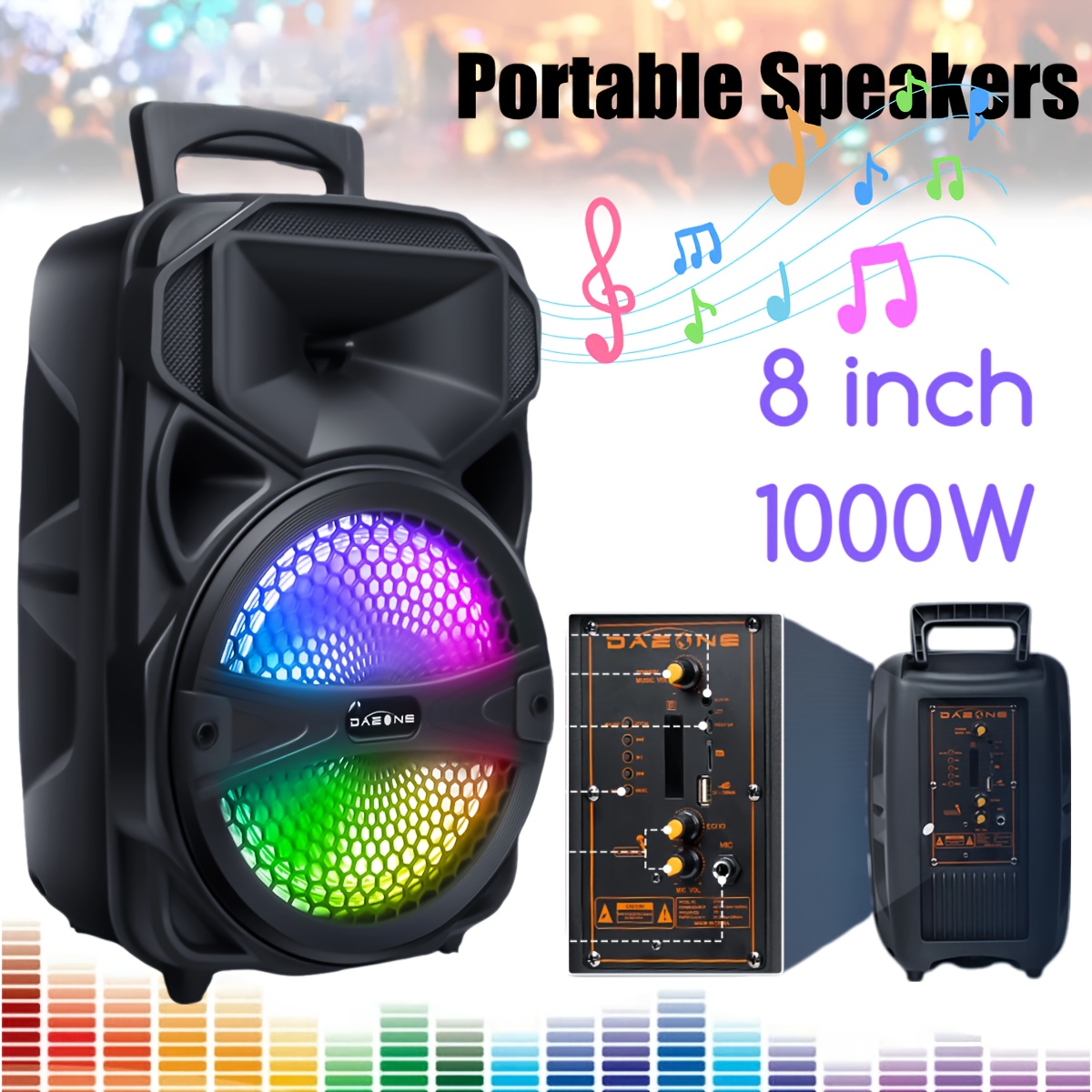 hf-3303 wireless 5.0 speaker, portable 3-inch 3-speaker, cool rgb