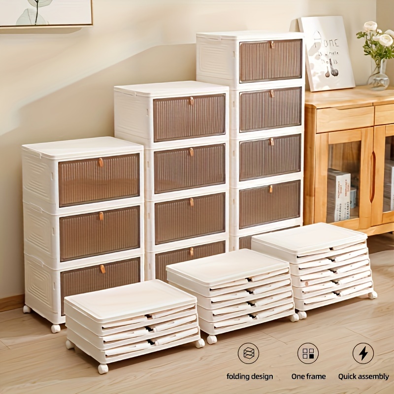 

Foldable Storage Box With Clear Door - Ideal For Clothes, Books, - Bedroom, Bathroom, Office & Living Room Organization
