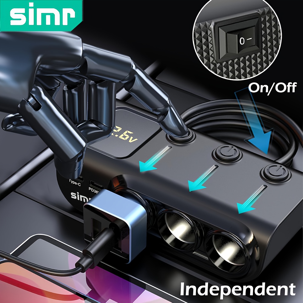 oowolf cigarette lighter adapter 8in 1 car plug 120w multifunctional 8 ports car