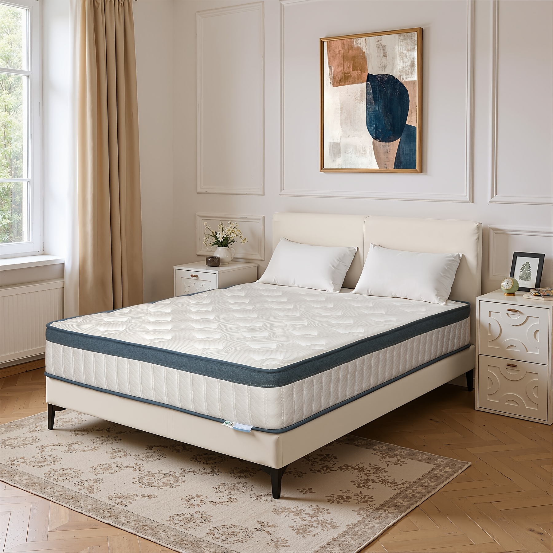 Sprung Mattress 120 X 200cm, Back-, Height 25cm, -tex & Certified Washable Microfibre Cover, Spring Mattress With Memory Foam