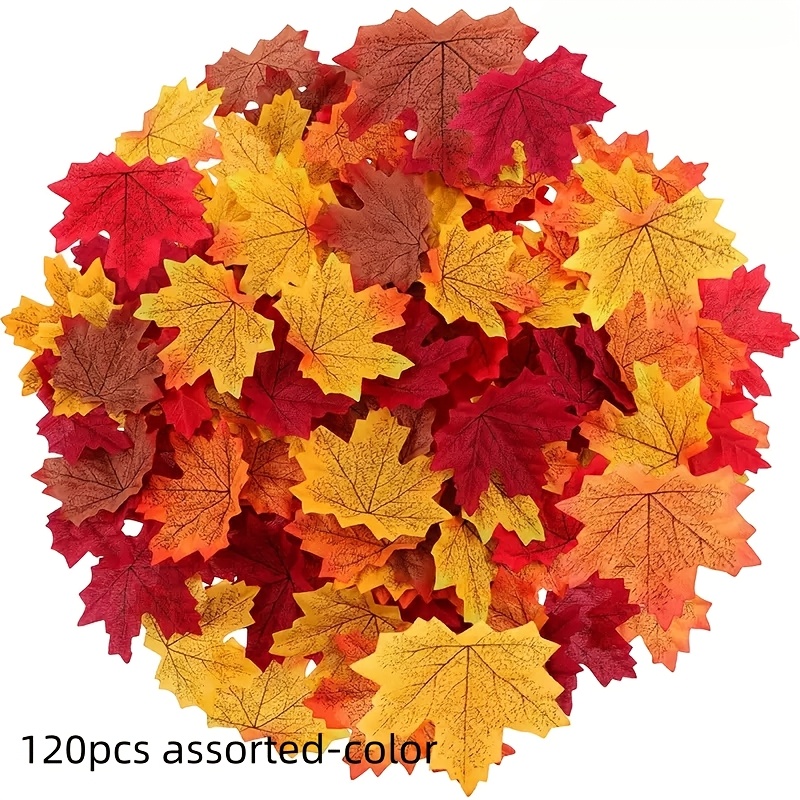 TEMU 60/120pcs 3in X 3.3in Simulated Decoration, Autumn Decoration Thanksgiving Decorations, Table Decorations Maple Leaf Wedding Party Table