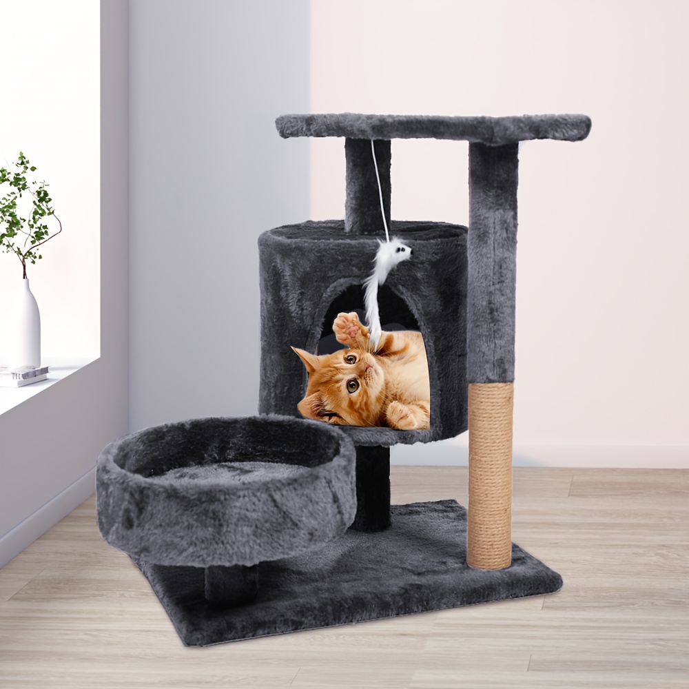 

Deluxe Cat Tree With Scratching Posts, Cozy Condos & Toys - Pp Material, Ideal For Indoor Cats