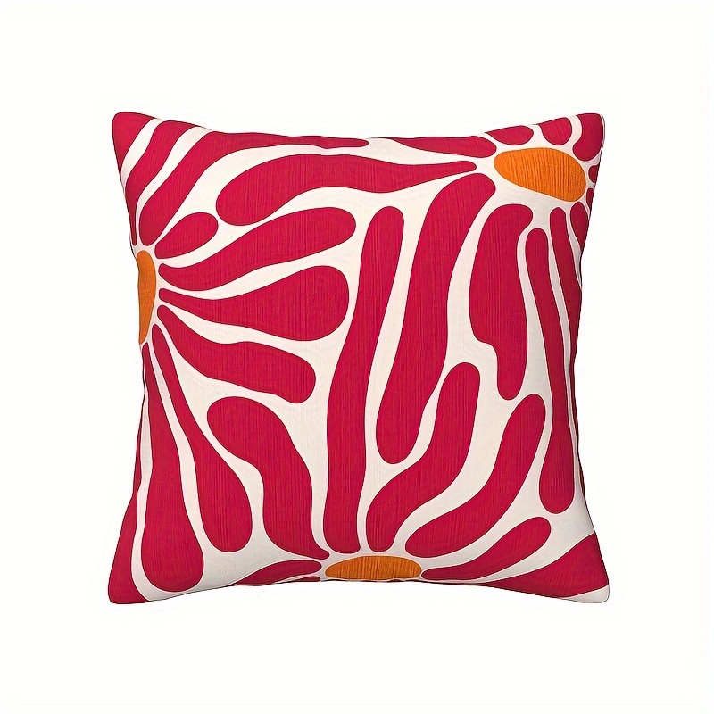 2er-Set Kissenbezüge Orange-Weiß Mit Gänseblümchen – Leinen, 45,7x45,7 Cm, Für Wohnzimmer & Terrasse