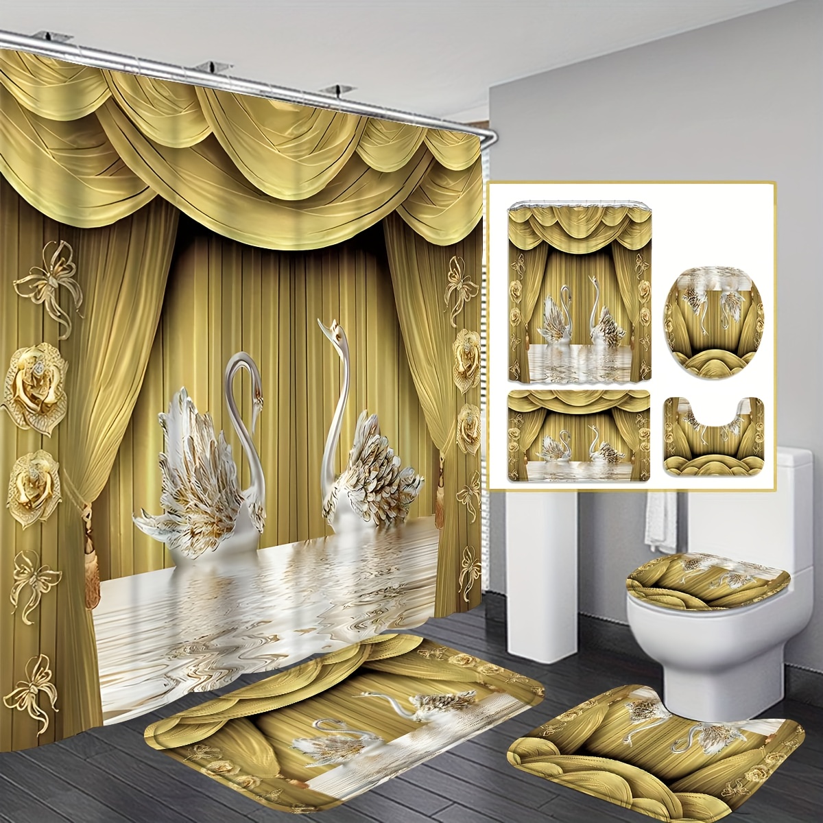 

Four-piece Waterproof And Shower Curtain