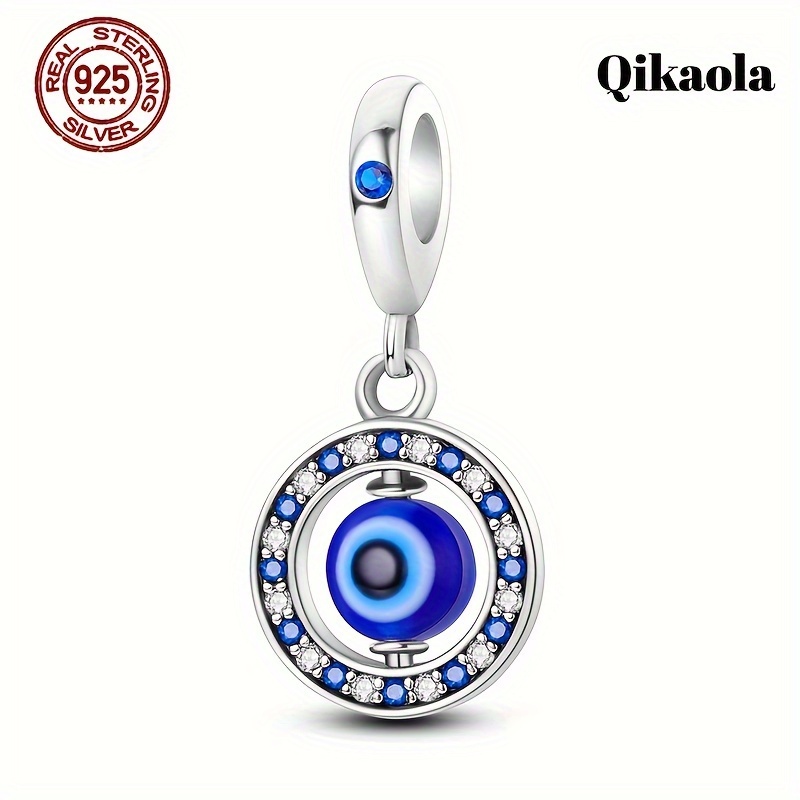 

S925 Sterling Silver Blue Rotating Eyeball Women's Fashion Pendant Suitable For Original Bracelet Diy Women's Jewelry Birthday Engagement Gift 2024 New Silver Weight 3g
