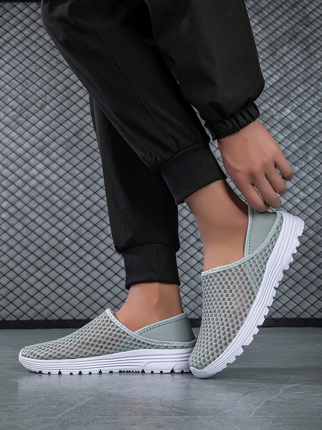 Men's Lightweight Breathable Mesh Slip-On Sneakers - Quick Dry, Comfortable Casual Shoes for Outdoor, Camping & Casual Attire, Light Blue