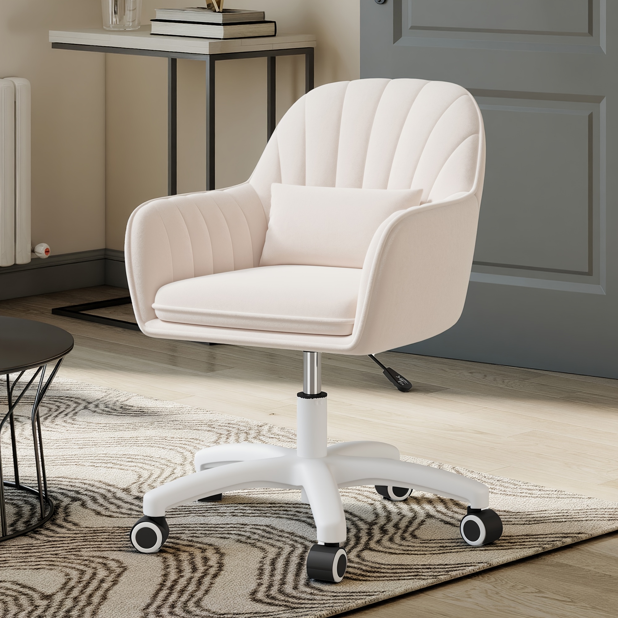 Image of Home Office Chair, Swivel Chair, Velvet Cushion Pillow, Height Adjustable, Suitable For Home Office, Study, Bedroom And , 150kg Load Capacity, Local Warehouse
