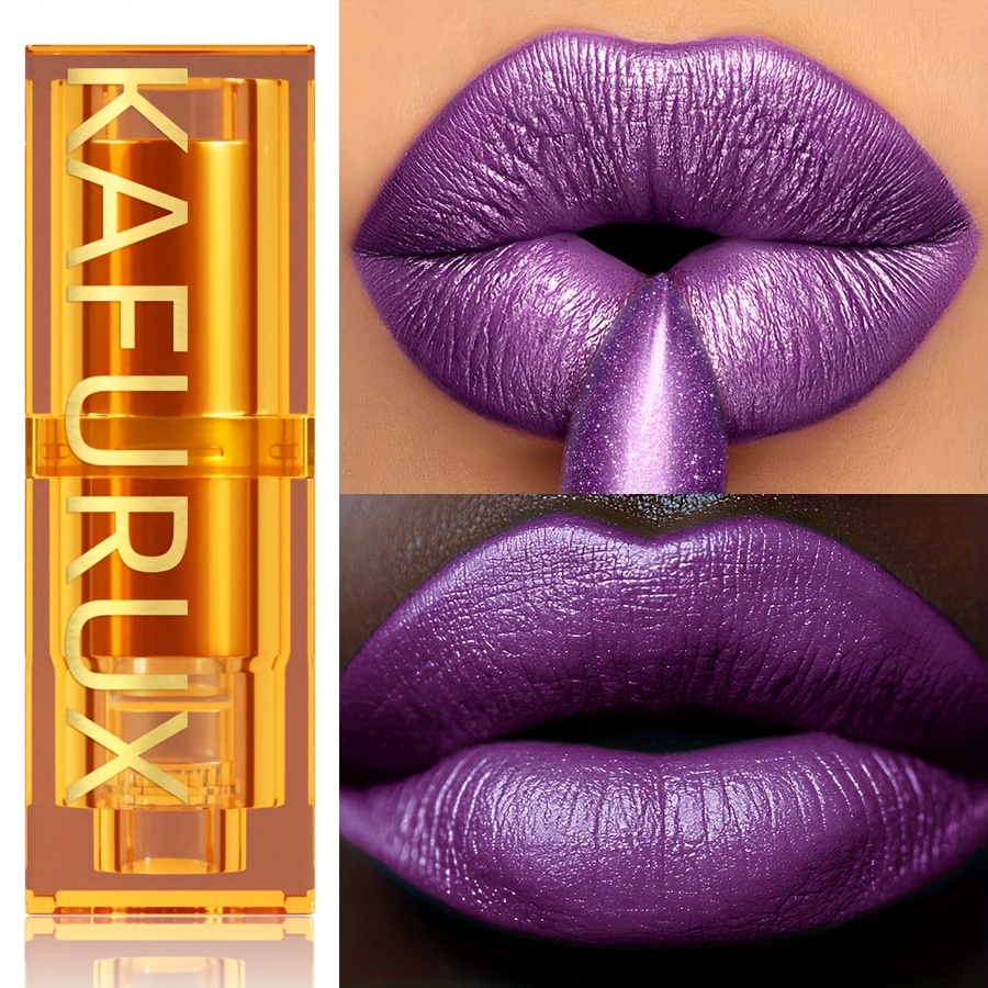 Shiny, Water-resistant, Glittery, Purple Lip Color Easy To Apply