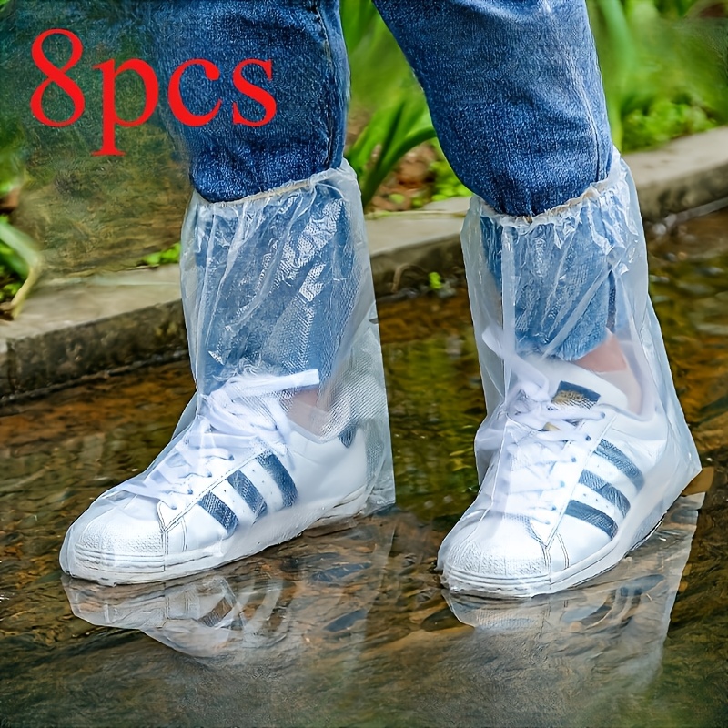 E-shop 8er-Pack transparente sanddichte Schuhüberzieher – Hochwertig, rutschfest, waschbar, Einweg, aus strapazierfähigem PVC-Material, ideal für den
