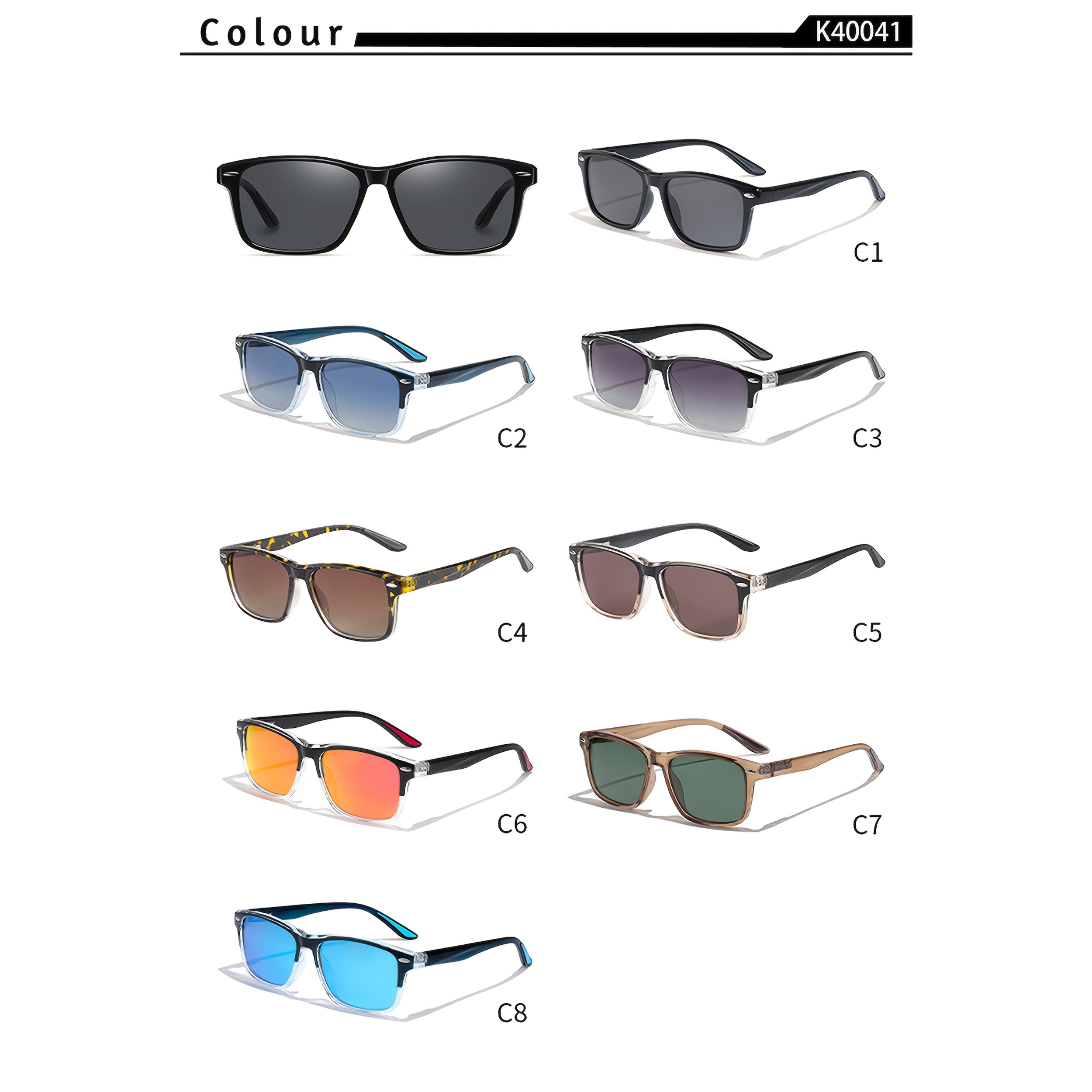 Caterside Vintage Square Sunglasses with TR90 Frame