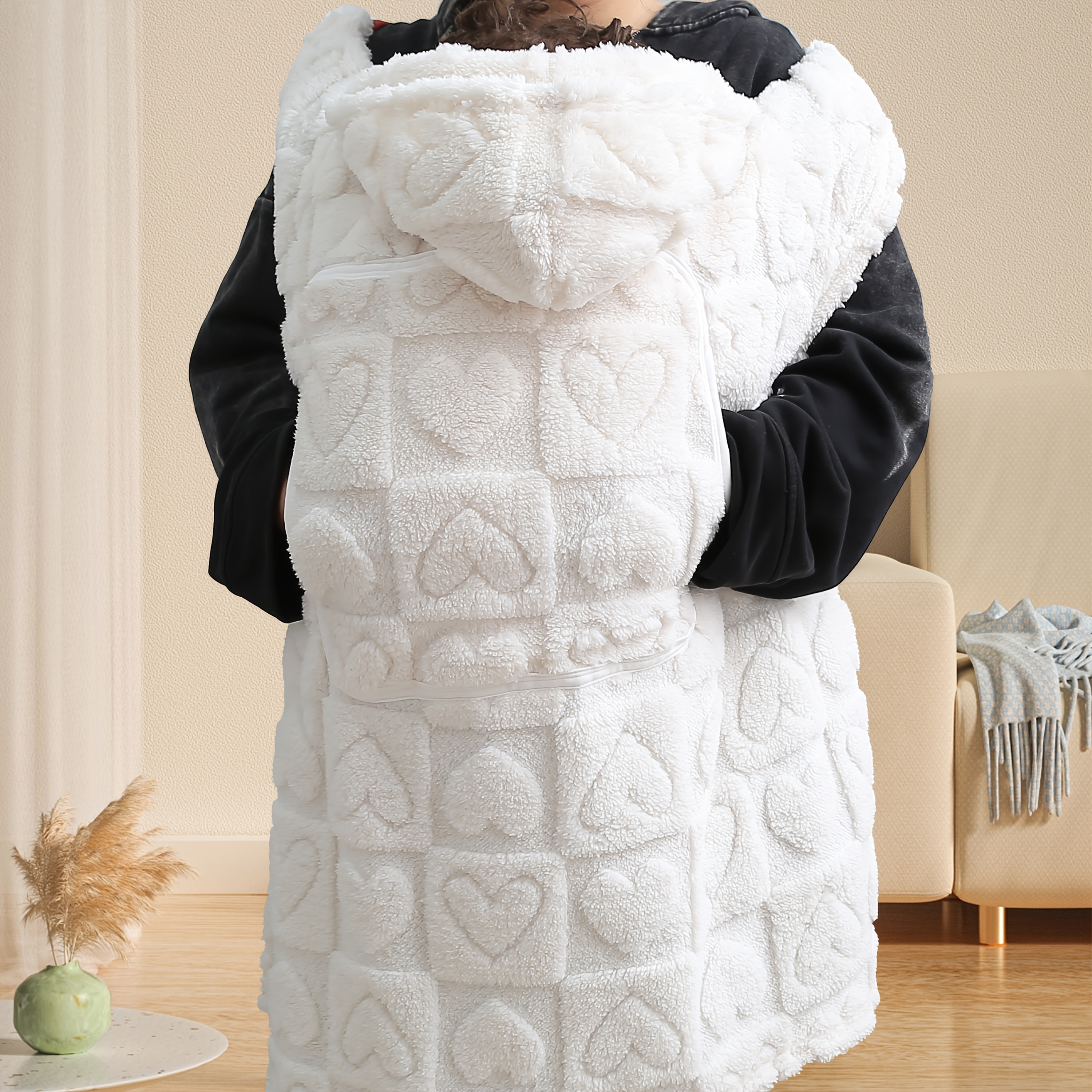 1pc baby plush shawl wrap white heart pattern Temu United Arab