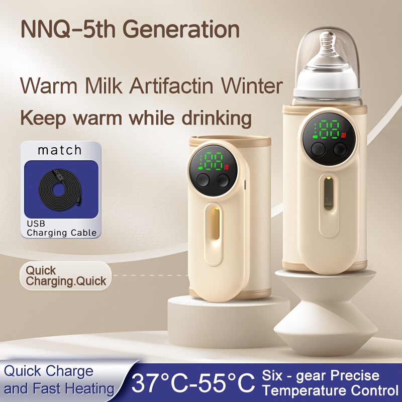 TEMU Quick-heating Portable Baby Bottle Warmer, Suitable For Travel, Monitors Milk Volume, , Fast Charging And Cordless, Used While Charging, Keeps