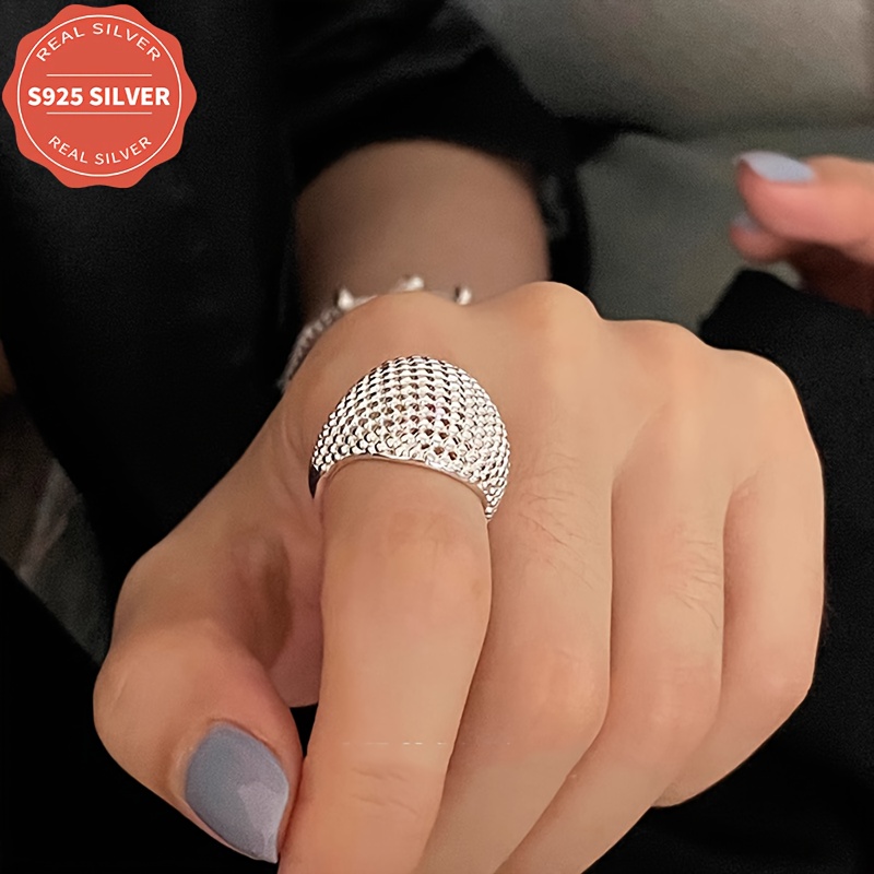 

Bague Grande Boule en 925 Faible Allergie pour Femmes, Convient à Toutes les , Cadeau pour Femmes, Boîte Anti-Oxydation 3.6g