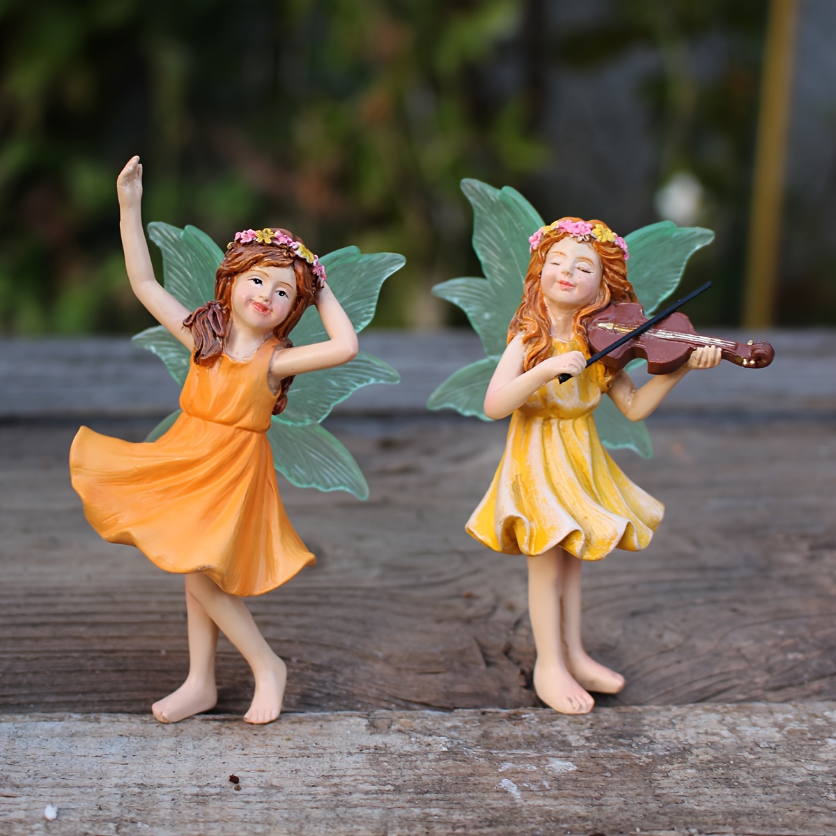 4pcs mini resin fairy figurines violin vibrant orange yellow Temu