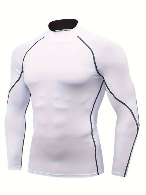 תמונת פריט חולצת ספורט לגברים עם שרוולים ארוכים, טרנינג ספורטיבי לכדורסל וריצה, מנדפת זיעה, נושמת, מתייבשת במהירות, עמידה בפני זיעה