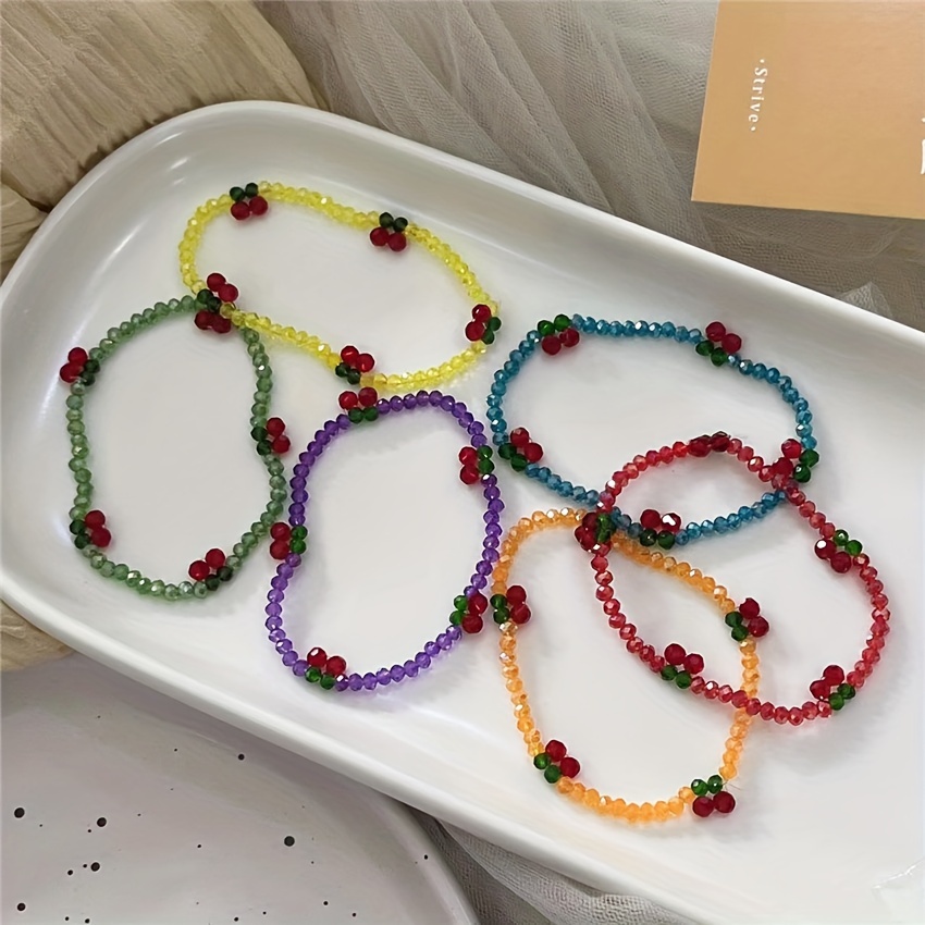 3pcs Cherry Bead Bracelet Set