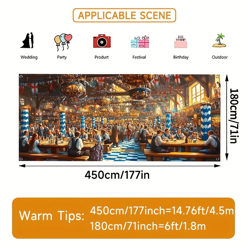 TEMU 1 Stück, Bierzelte mit Feiernde Menschen Garagentor-Abdeckung, 100% Polyester, geeignet für Outdoor-Aktivitäten Heimdekoration